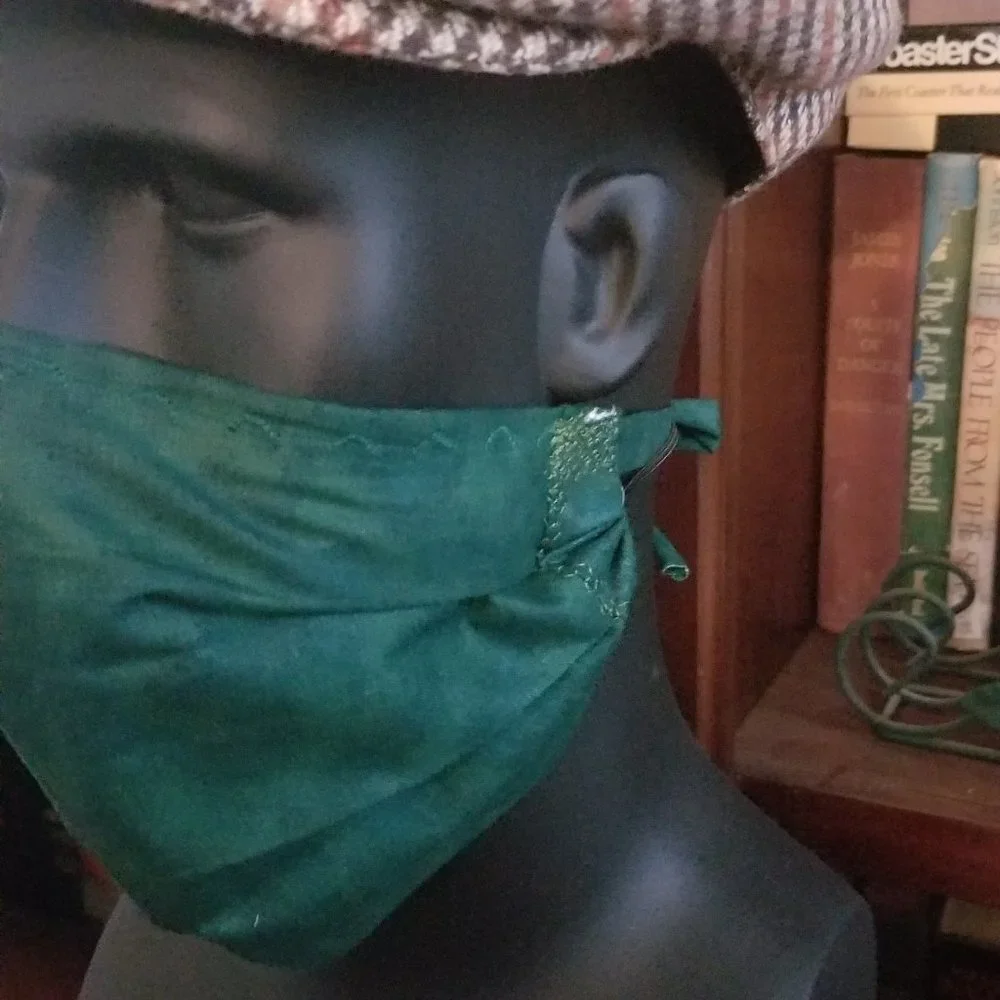 Cloth Face Mask - Silver/Copper Filters-Forest Grn